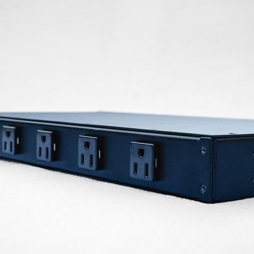 19" 1U 4 Outlet Surge Protector LED Lights with Dimmer (White LED Lights)