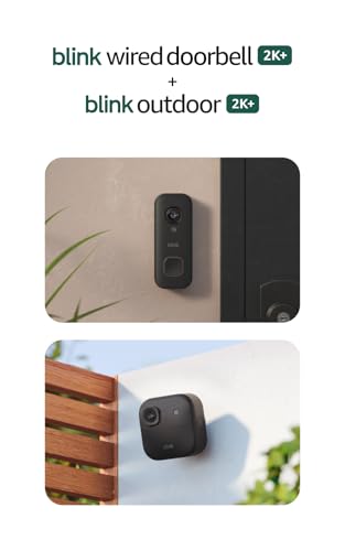 Blink Wired Doorbell 2K+ (all-new) and Outdoor 2K+ (newest model) — 2K video, enhanced audio. Sync Module Core included - 5 Cameras + Video Doorbell - (Black)