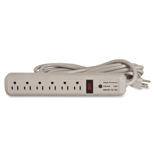 Wholesale CASE of 10 - Compucessory 6-Outlet Office Surge Protectors-Strip Surge Protectors,1080 Joules,6 Outlets,15',Putty