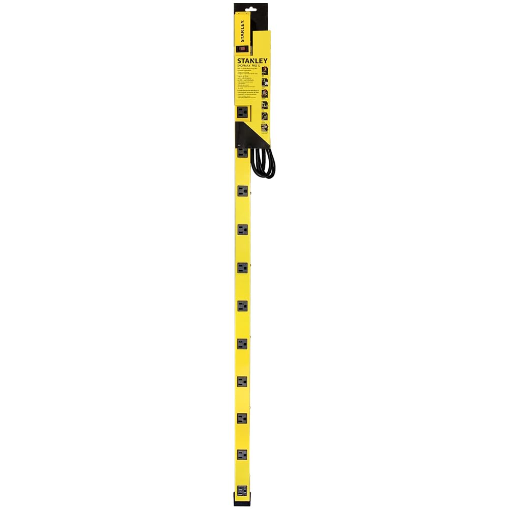 STANLEY 31616 SURGEMAX PRO 12 Outlet 600 Joule 4FT Metal Surge Protector, 6FT Cord (12)