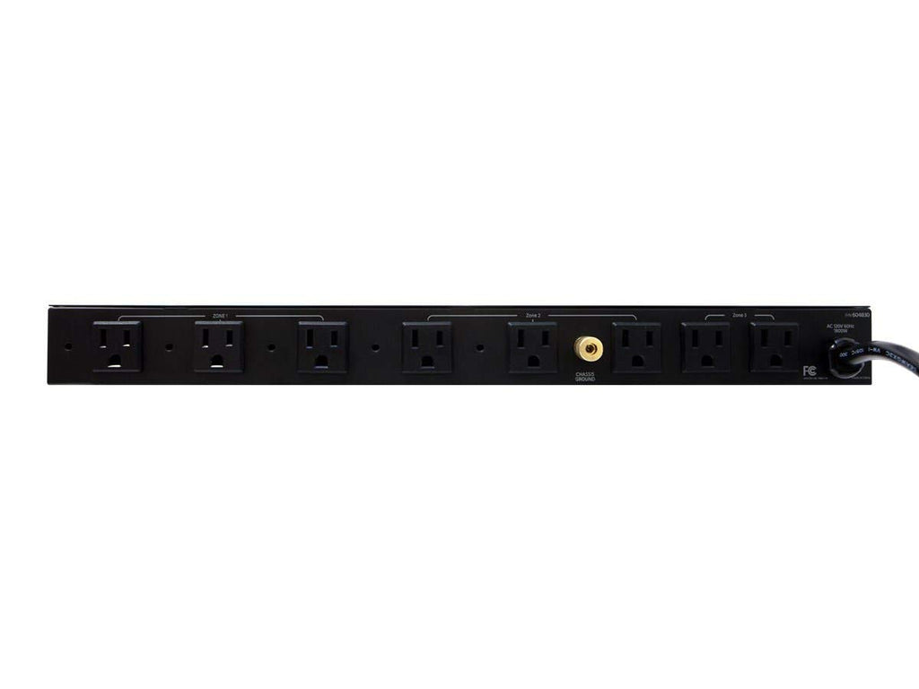 Monoprice 15 Amp Power Conditioner and Sequencer - 8 Outlets, 3 Zones, 1U Rack Mount, Black - Stage Right
