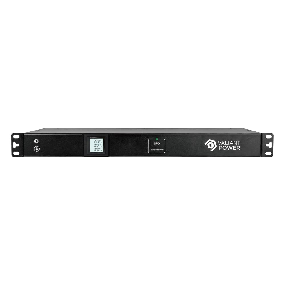 Rack Mount Power Strip - 240V 30A Single Phase PDU with Built-in Surge Protector, Volt & Amp Meter for Data Center - 19” Metal Housing, Ears & Fittings Included, 10’ Cable, 11 Outlets…
