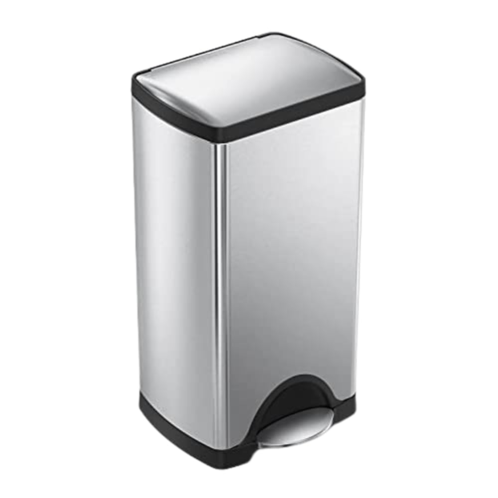 simplehuman 50 Liter / 13.0 Gallon Rectangular Kitchen Step Trash Can, Brushed Stainless Steel