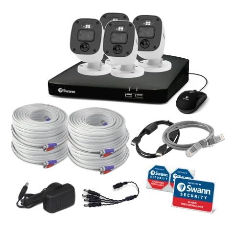 Swann 1080P Wired Security Camera System, 4 Cameras 8 Channel DVR, 1TB HDD