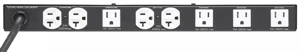 Lowell ACSPR-2009-VTE PDU with 9 (15/20A) Outlets, Advanced Multi-Stage Surge Suppression Up to 72,000A, Over-Under Voltage Protection; 120VAC, 60Hz, 20A; 9 Ft Attached Cord for Termination