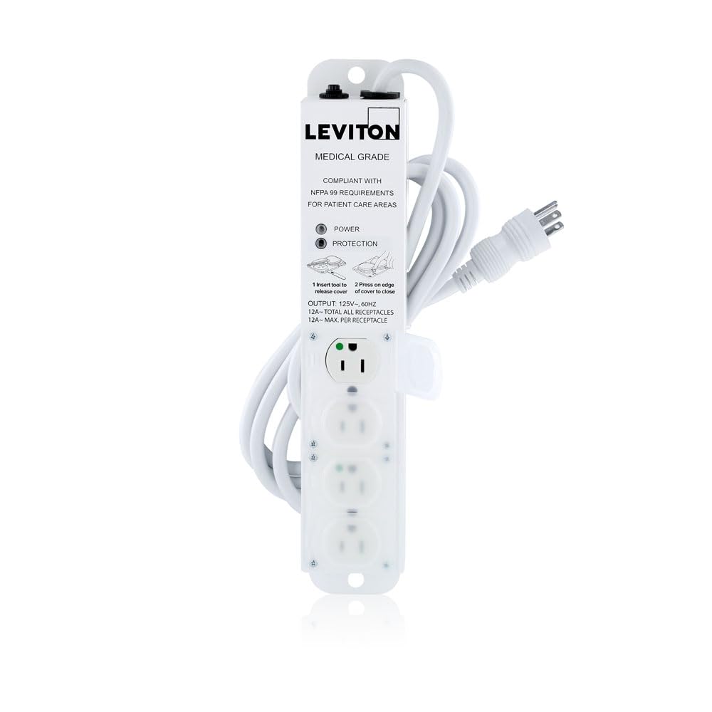 Leviton 5304M-1S7 15A MEDGRD PWR Strip Surge 4OUTLT 7FT Cord