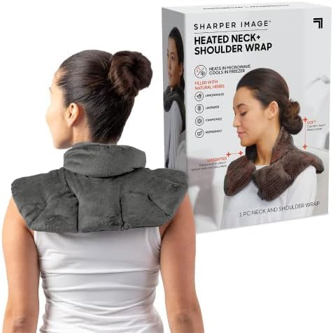 Sharper Image Heated Neck&Shoulder Wrap-Microwavable Warm&Cooling Plush Pad,Scented Aromatherapy (100% Natural Lavender-&Herb Spa Blend),Pain Tension Headache Relief Therapy,Gift for Women,(Pack of 8)