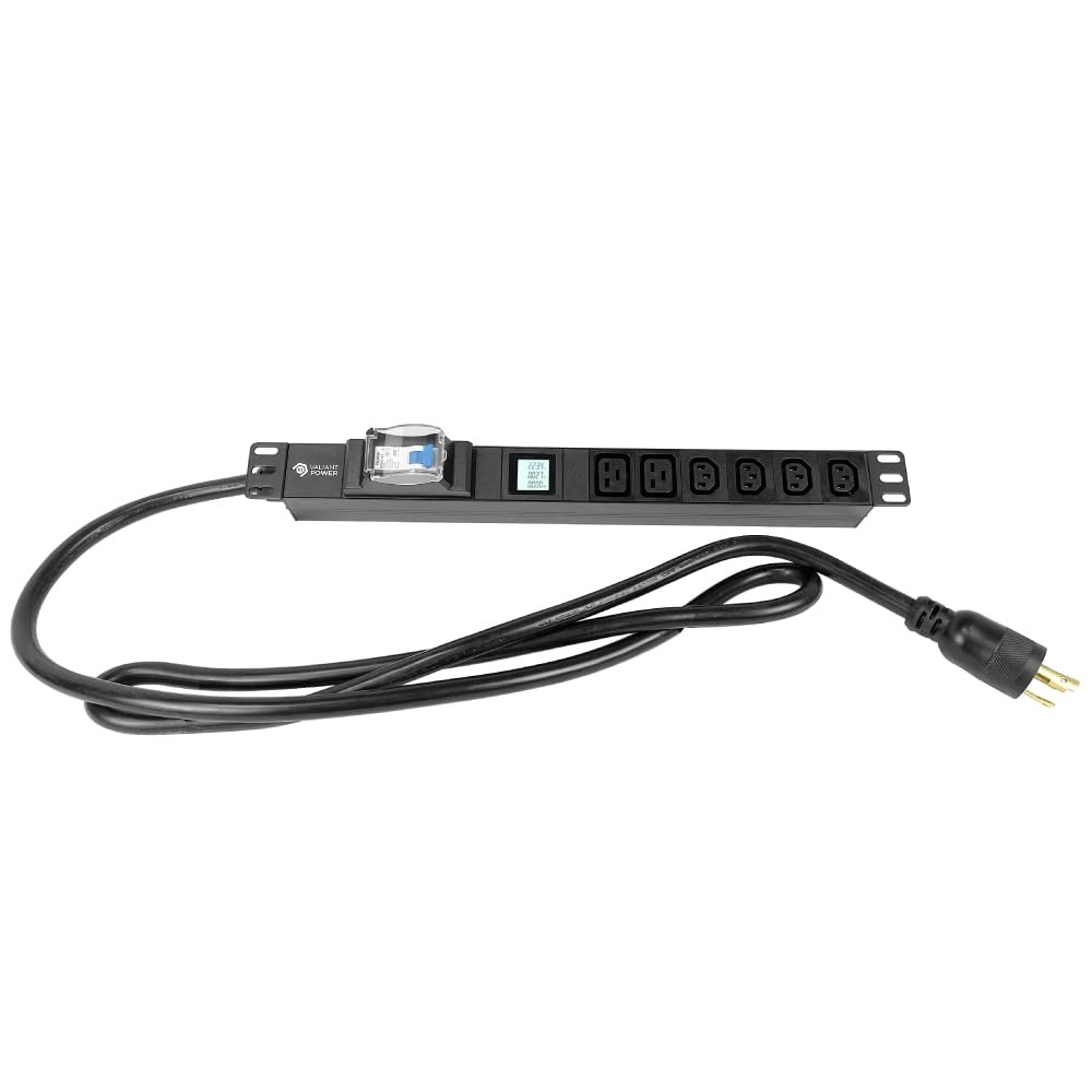 Rack Mount Power Strip - 240V 30A 2C19 & 4 C13 outlets PDU with Built-in Surge Protector, Volt & Amp Meter for Data Center - 19” Metal Housing, Ears & Fittings Included (2C19 4C13)
