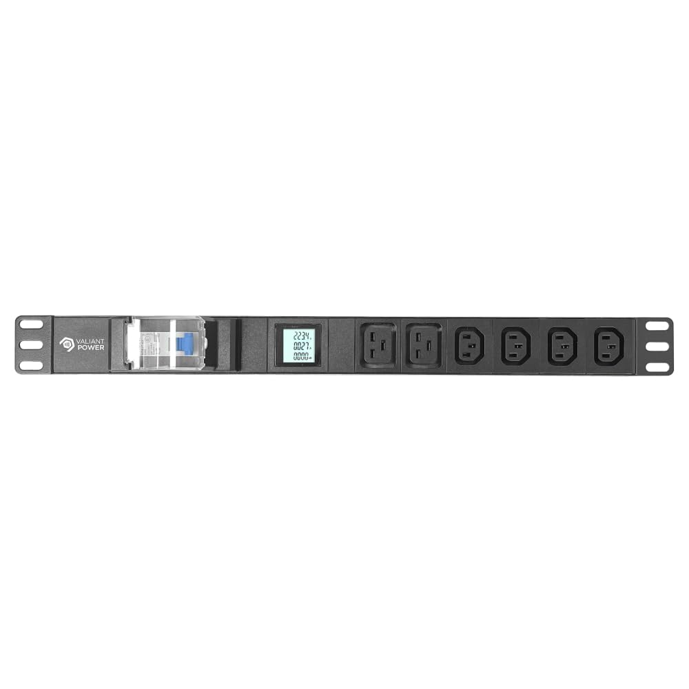 Rack Mount Power Strip - 240V 30A 2C19 & 4 C13 outlets PDU with Built-in Surge Protector, Volt & Amp Meter for Data Center - 19” Metal Housing, Ears & Fittings Included (2C19 4C13)