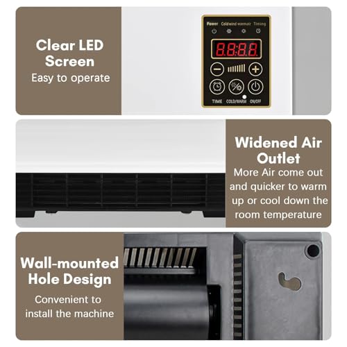 Wall Mount Air Cooler Fan, 2-in-1 Heated & Cooled Breeze Device, Energy Efficient Quiet Operation, Easy Installation for Bedroom Office Home Use