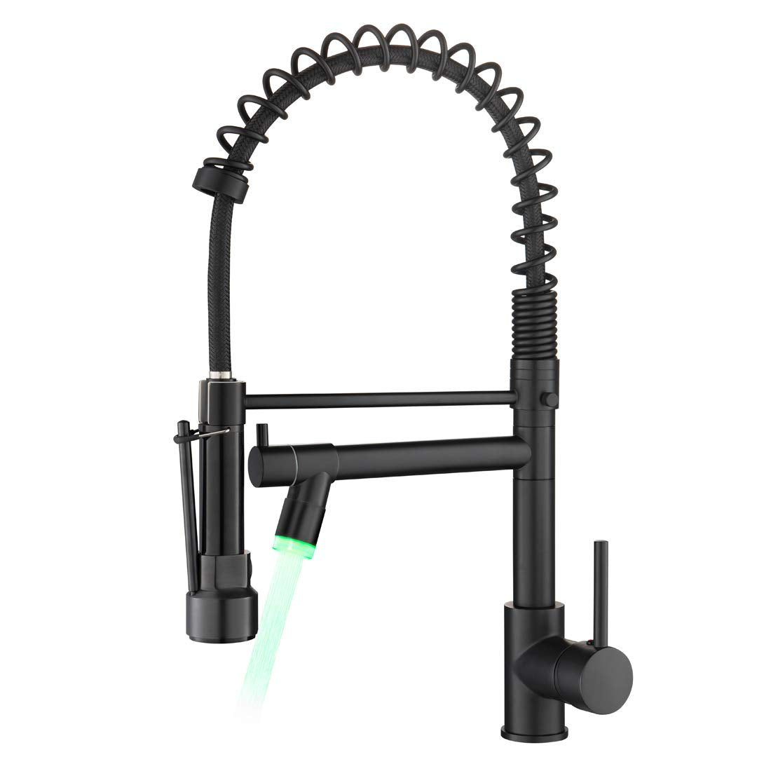 AIMADI Kitchen Faucet with Pull Down Sprayer,Matte Black Spring