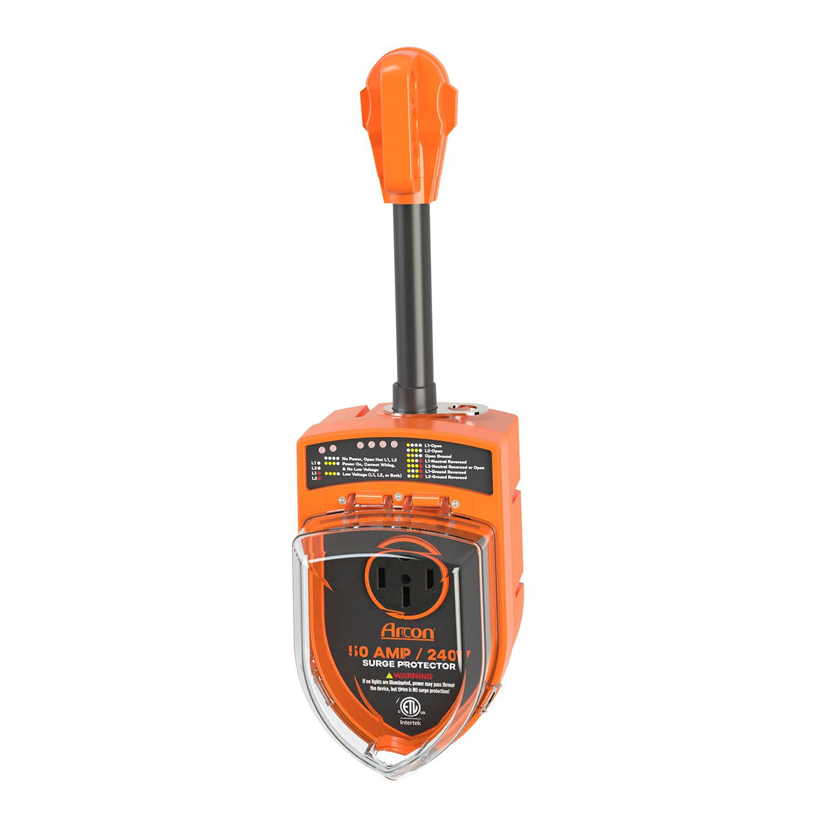 Surge Protector 19759, Portable, 50 Amp, 240 Volt, with Plug Head Handle Grip, 7200 Joules of Power Surge Protection
