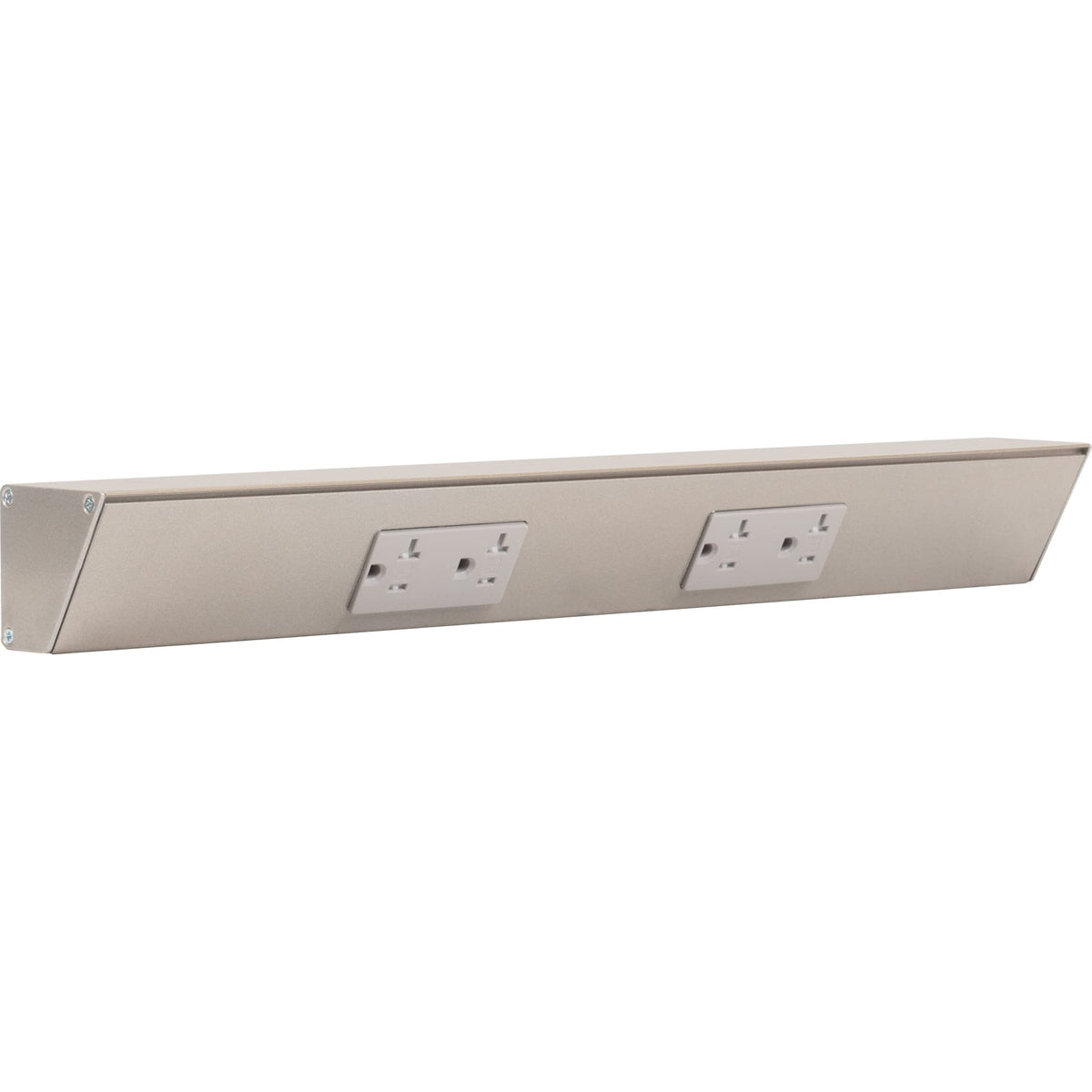 Task Lighting TR Series Angle Power Strip, 18 inch, 2 Dual Receptacles, Satin Nickel