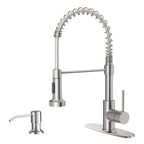 OWOFAN Touchless Pull Down Kitchen Faucet LED Light Brushed Nickel