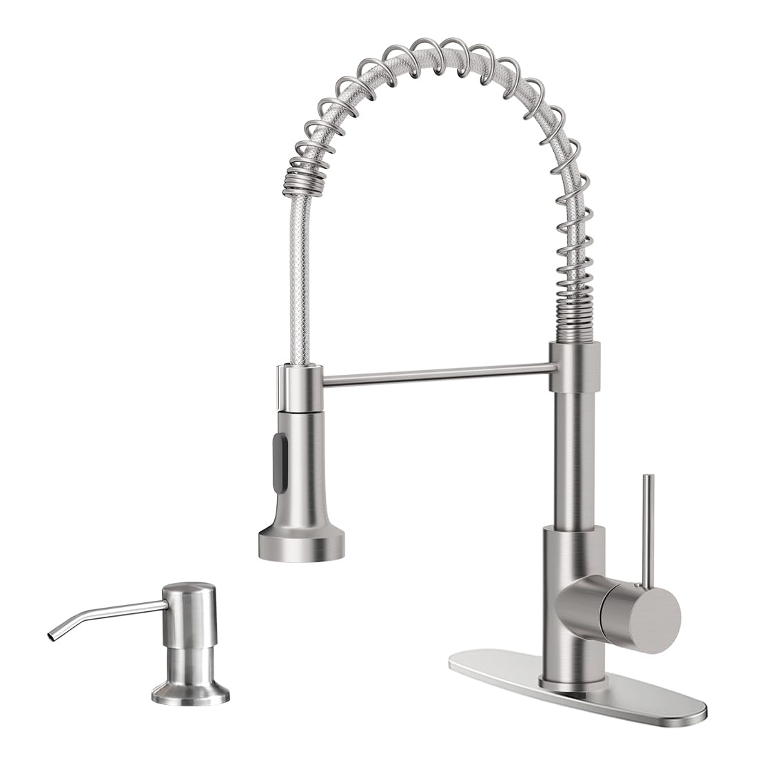 OWOFAN Touchless Pull Down Kitchen Faucet LED Light Brushed Nickel