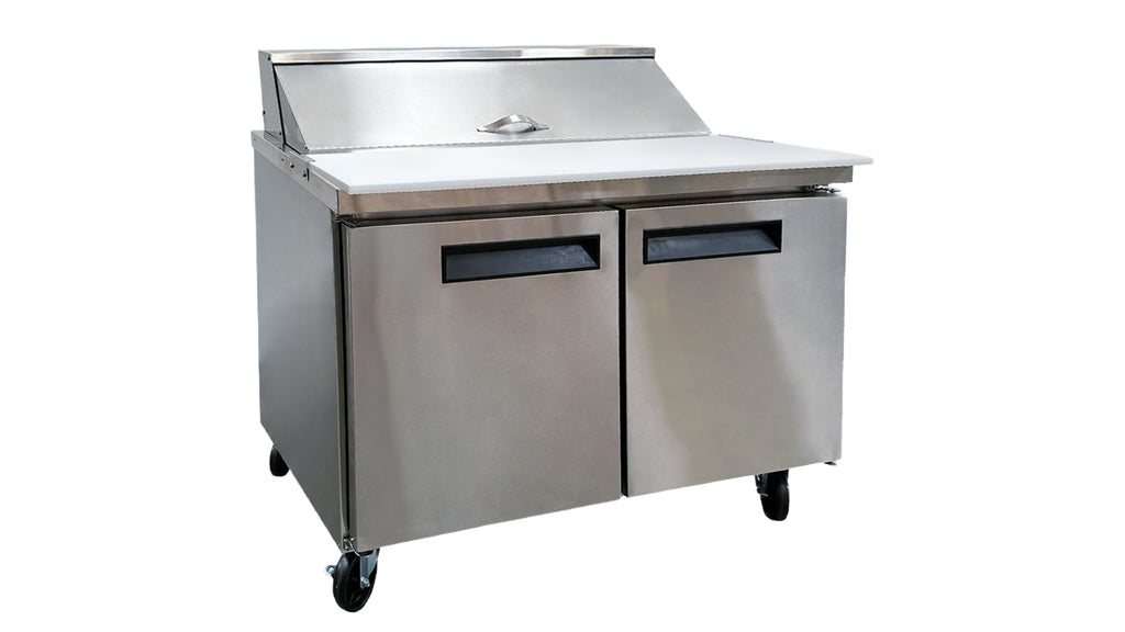 Commercial Sandwich Prep Table Refrigerator, ETL Salad Pizza Fridge Cooler, 48" W 11.47 cu.ft.. Fan Cooling, Salad Bar with Cut Board for Buffet Restaurant, Bar, Shop ASR-12376