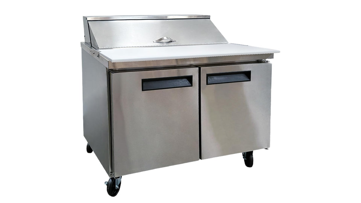Commercial Sandwich Prep Table Refrigerator, ETL Salad Pizza Fridge Cooler, 48" W 11.47 cu.ft.. Fan Cooling, Salad Bar with Cut Board for Buffet Restaurant, Bar, Shop ASR-12376