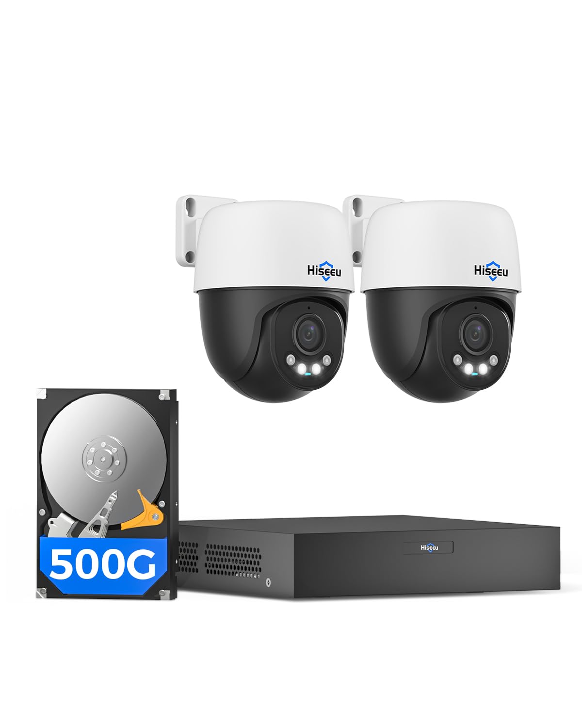 Hiseeu 4K PoE Security Camera System 8pcs PoE PTZ Cameras,360° View
