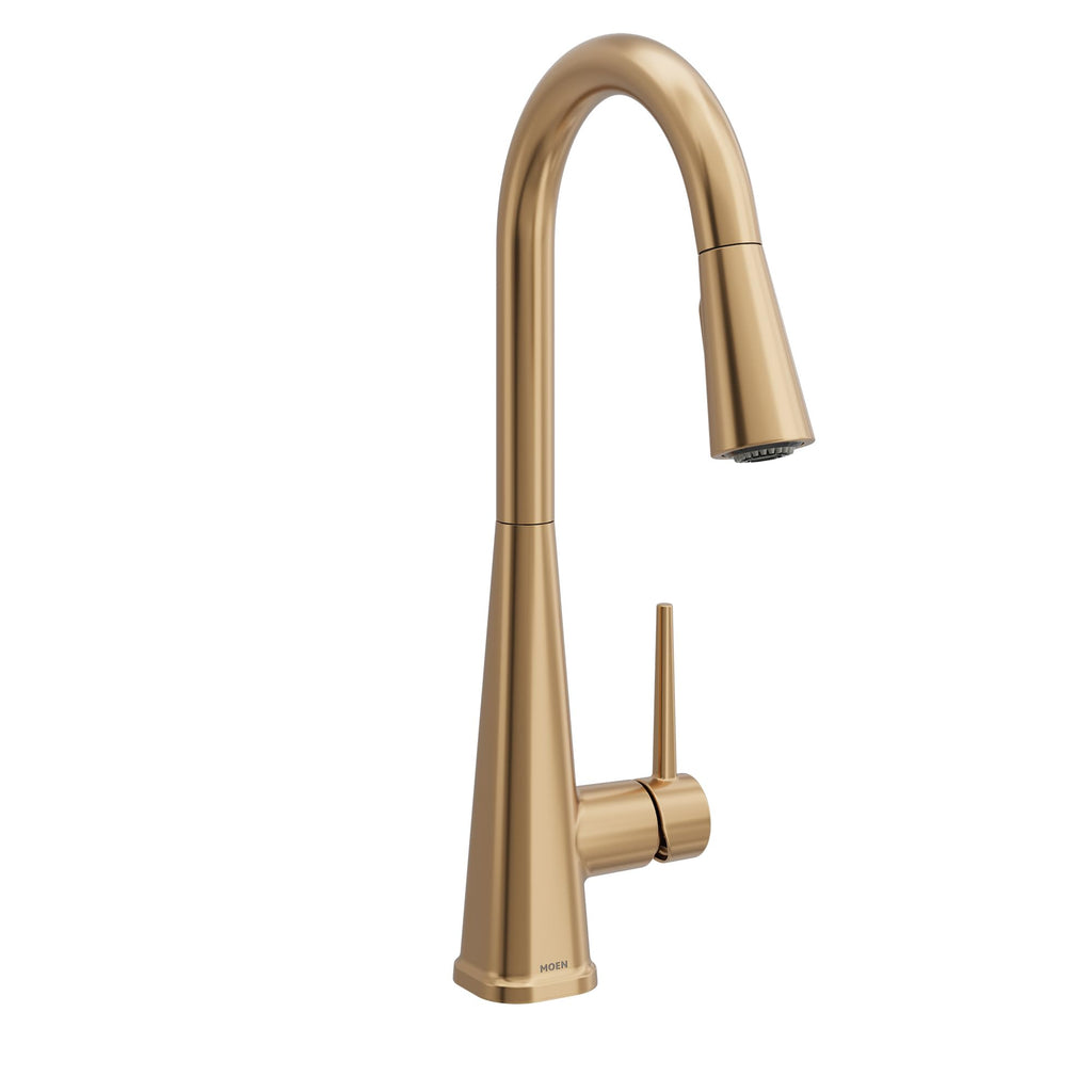 Moen Swyre Spring Pulldown Kitchen Faucet, Bronzed Gold, 87538BZG