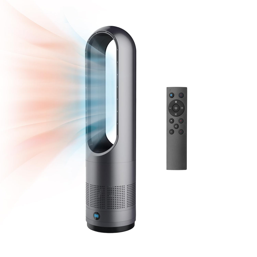 3 IN 1 Tower Fan, 31.5Inch Cooling & Heating Bladeless Fan with HEPA Filter 99.97%, Heater Fan Floor Fan Combo 80° Oscillating with Remote, 8H Timer for Indoor, Bedroom, Home Office Room