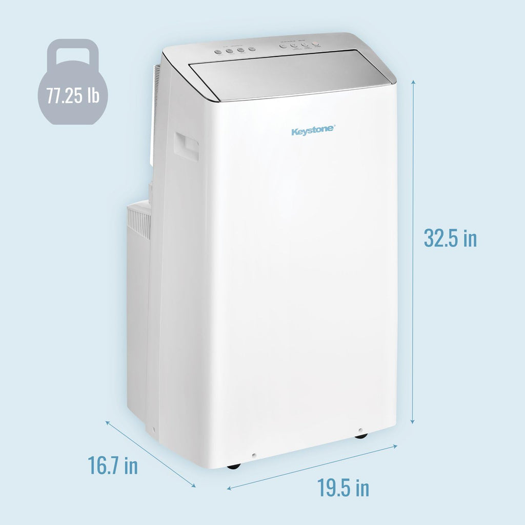 Keystone 14,000 BTU ASHRAE/12,000 BTU DOE Portable Inverter Air Conditioner with Heater, Quiet, High Efficiency Operation and Remote, AC Unit for Apartment, Living Room, Medium Rooms up to 550-Sq. Ft.