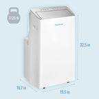 Keystone 14,000 BTU ASHRAE/12,000 BTU DOE Portable Inverter Air Conditioner with Heater, Quiet, High Efficiency Operation and Remote, AC Unit for Apartment, Living Room, Medium Rooms up to 550-Sq. Ft.