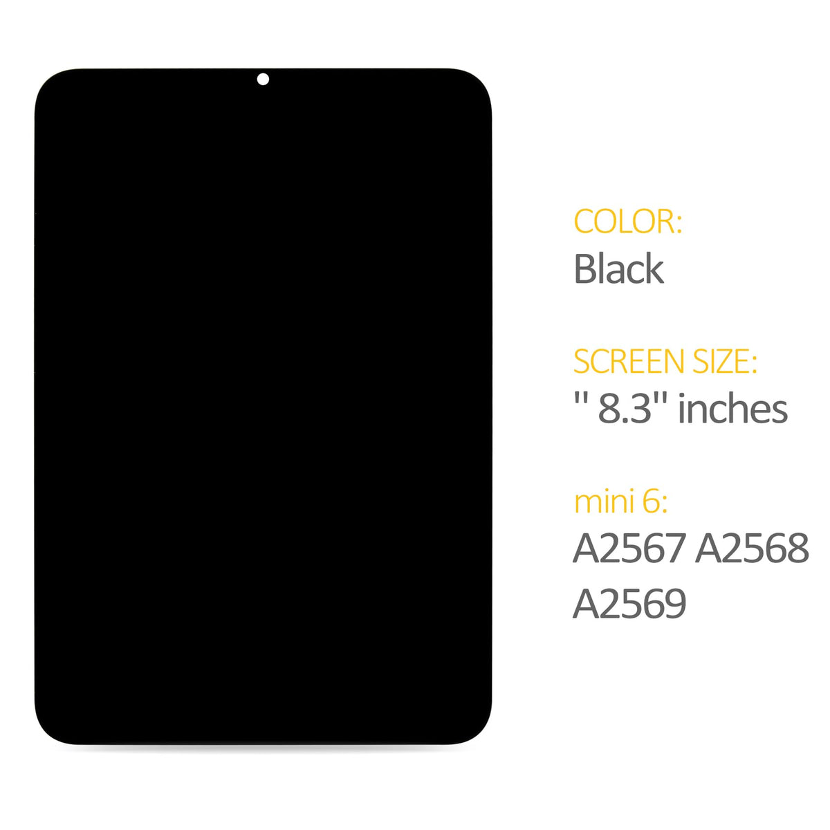 A-MIND for iPad mini 6 Screen Replacement 8.3" Black LCD Display Assembly Touch Screen Digitizer Repair Kit A2567 A2568 A2569 2021