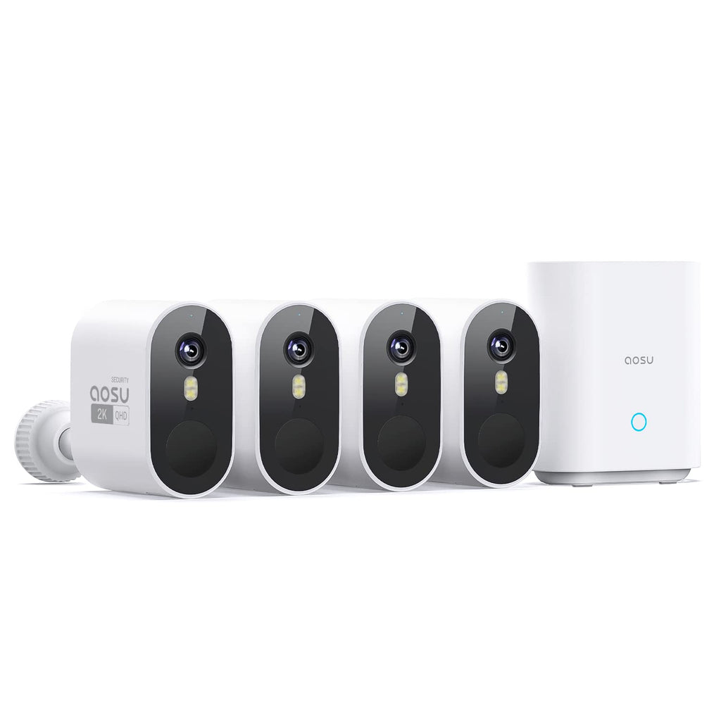 aosu 2K QHD Battery Security Cameras Wireless Outdoor System, 4-Cam-Kit