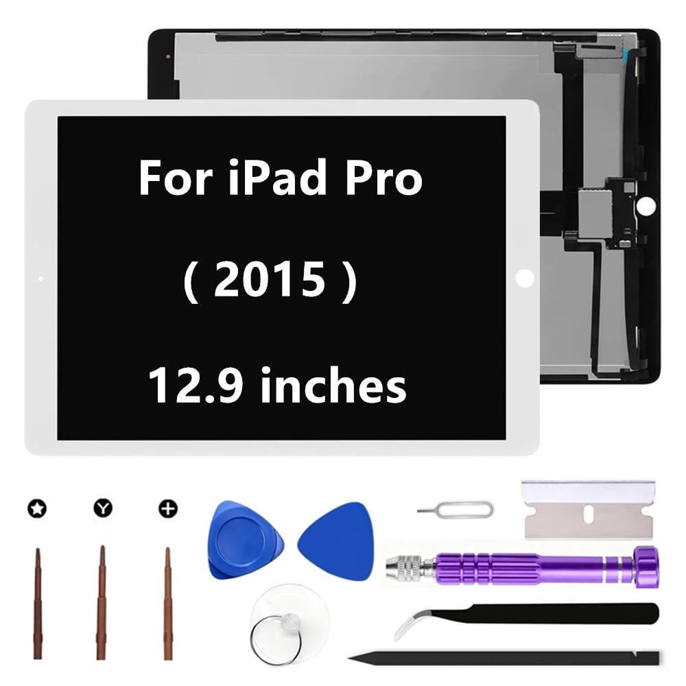 for iPad Pro 2015 LCD Screen Replacement 2015 A1584 A1652 12.9" 1st Gen Display Touch Digitizer Assembly (White+Tools)