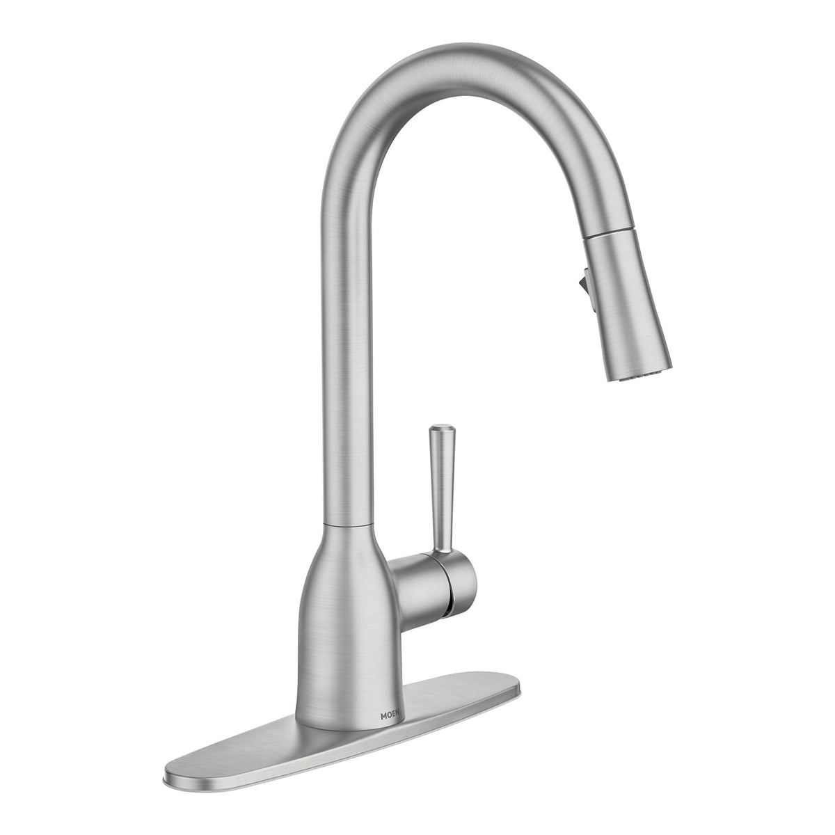 Moen Adler Matte Black One-Handle High Arc Kitchen Sink Faucet with Power Clean, Modern Kitchen Faucet with Pull Down Sprayer, 87233BL