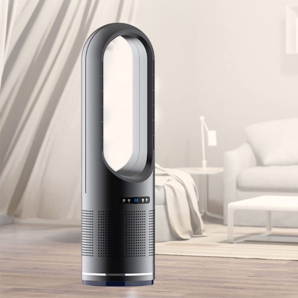 Portable Remote Control Air Evolving Machine,360° High Efficiency Filter for Four Seasons of Cold and Warm Wind,Timing LED Digital Display,Minimalist Heater (Gray Titanium Color 18 inches)