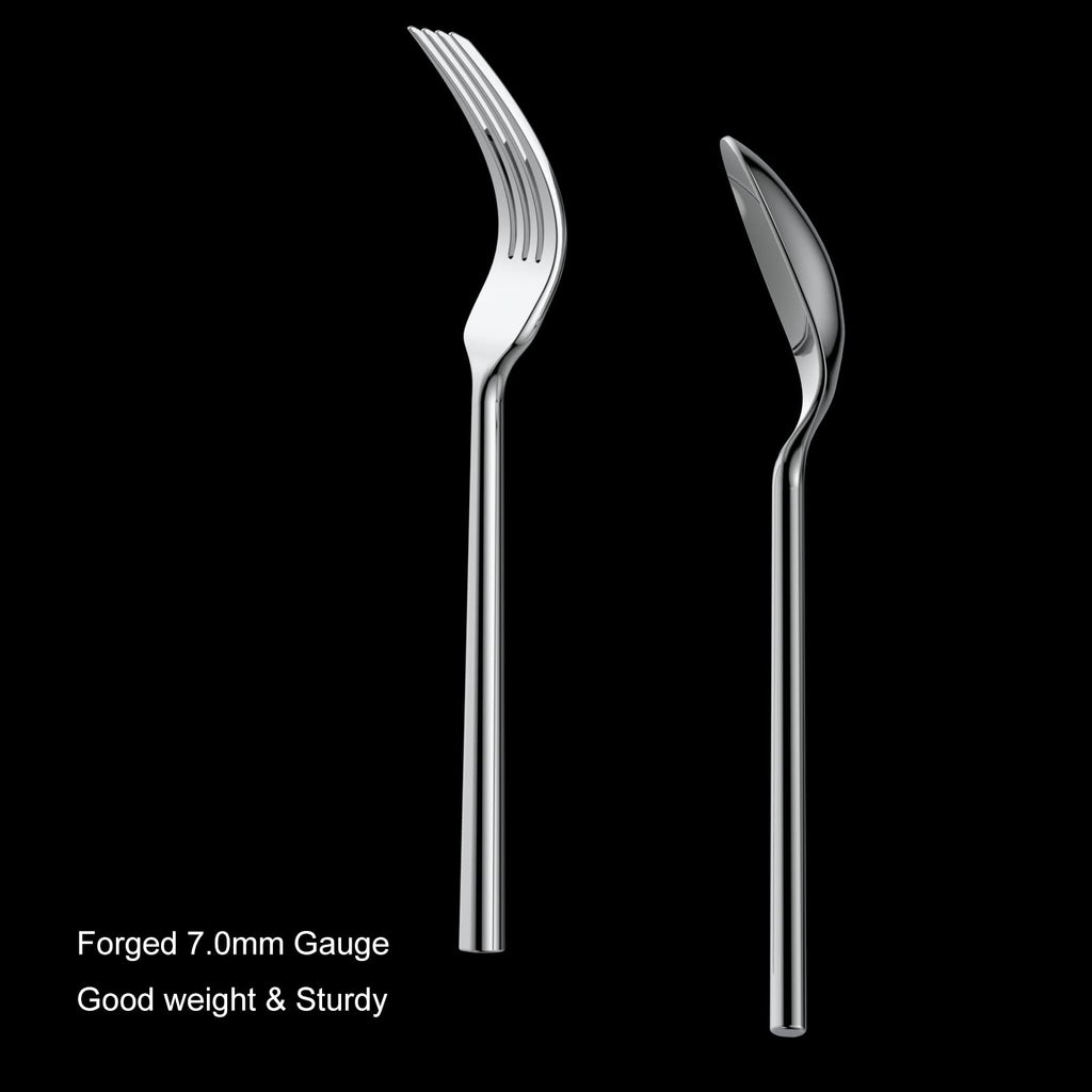 Potter 65-Piece Forged Silverware Set, Service for 12 – Premium Stainless Steel Flatware Set, Modern Design with Satin Finish, Ideal for Home, Kitchen, Party, Camping