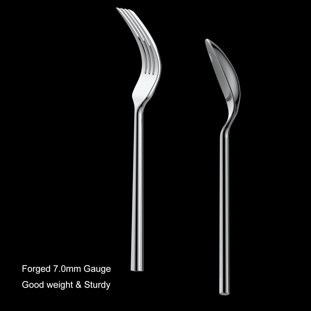 Potter 65-Piece Forged Silverware Set, Service for 12 – Premium Stainless Steel Flatware Set, Modern Design with Satin Finish, Ideal for Home, Kitchen, Party, Camping