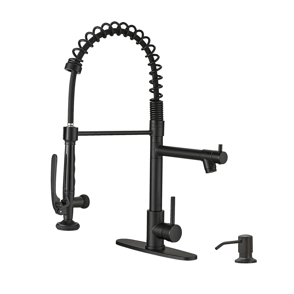 Fapully Black Kitchen Faucet with Pull Down Sprayer,Commercial LED Kitchen Faucet,Single Handle Single Hole Kitchen Sink Faucets
