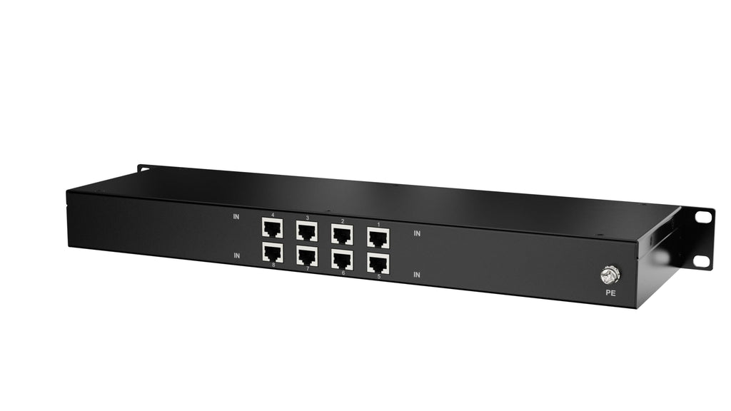 8-Port PoE Ethernet Surge Protector & Lightning Arrester, Rack-Mount Panel
