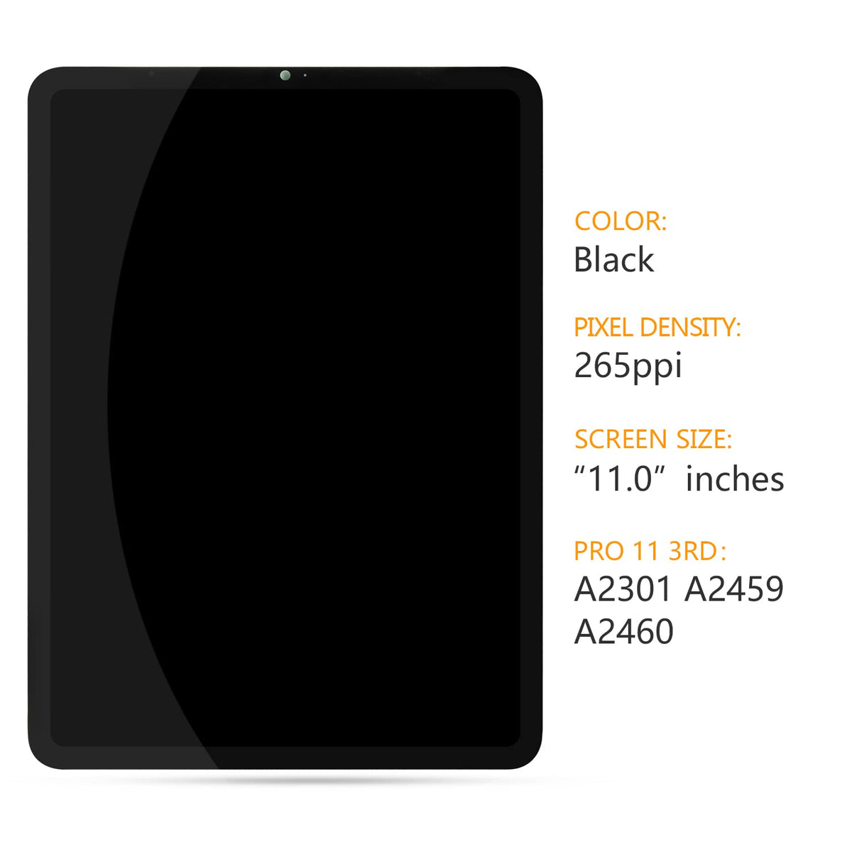 OLED for iPad Pro 11 3rd Gen 2021 Screen Replacement Kit LCD Touch Digitizer for A2301, A2459, A2460 Display Glass Sensor Panel Full Assembly Repair Parts with Free Protector Film +Tools