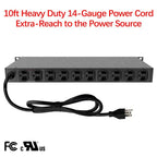 11-Outlet 2160J Rackmount Surge Protector PDU w/LED Lights & 10ft Cord, CPPDU511