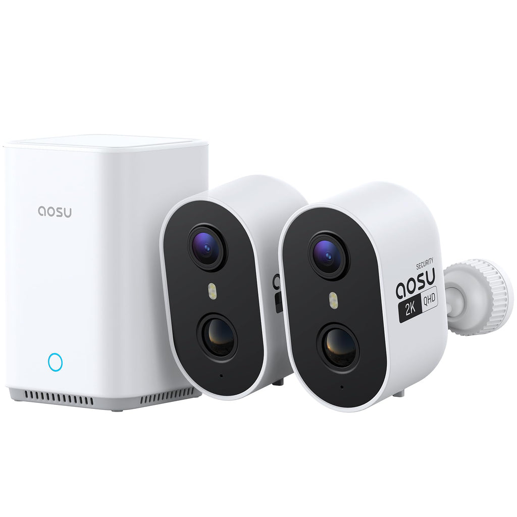 aosu 2K Battery Security Cameras Wireless Outdoor System, 4-Cam-Kit