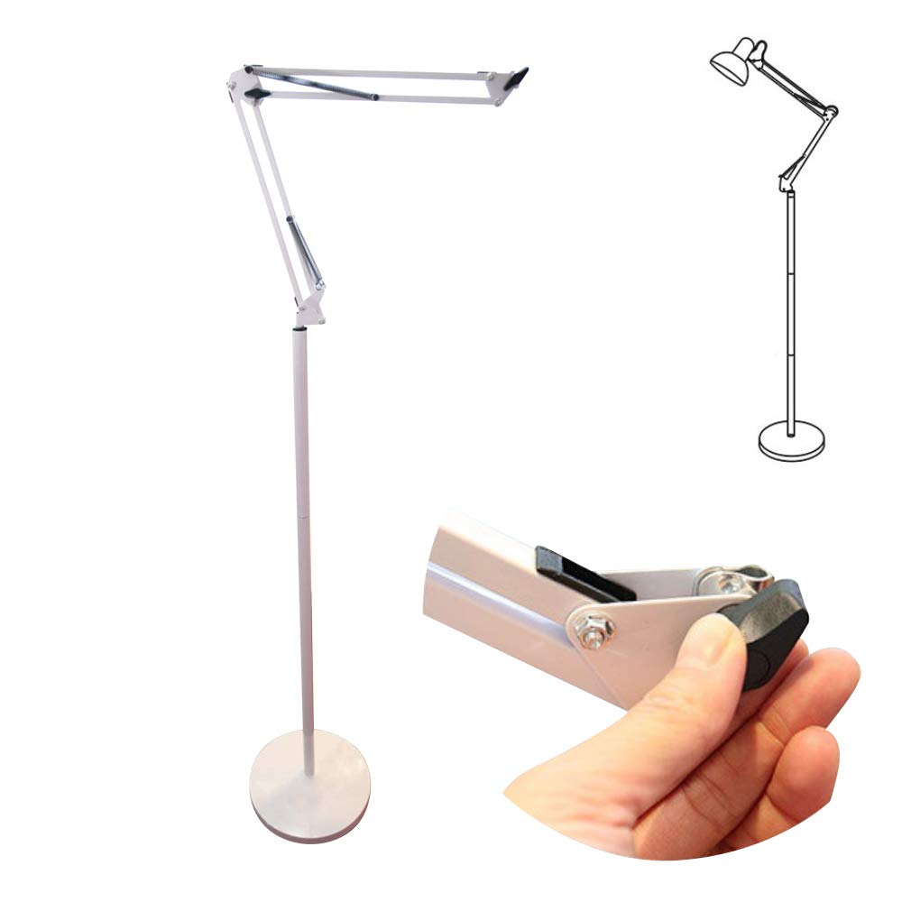 Light Stand Floor Lamp Accessories and Parts Replacement Adjustable Floor Tablet Stand Holder with Mechanical Long Arm Cell Phone Holder for iPad mini DIY,White