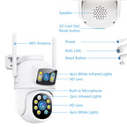 MOVOLS Wireless Security Camera System 5G/2.4G WiFi 8pcs 4MP+4MP Dual Lens Camera System,2K HD PTZ Dome Cameras System with Color Night Version, Motion Detection,2TB HDD, 16CH