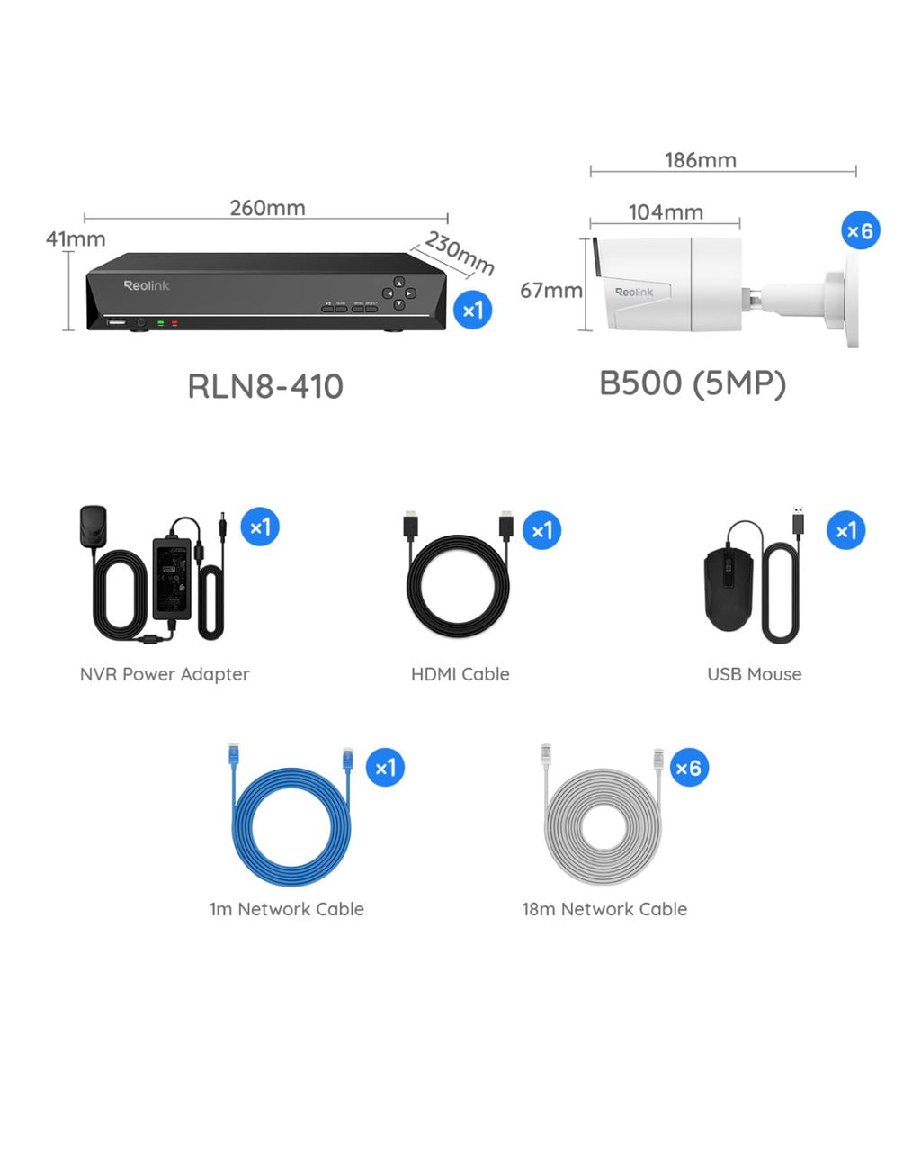 REOLINK 8CH 5MP Super HD Home Security Camera System RLK8-410B6-5MP