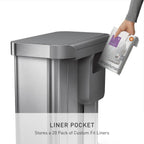 simplehuman Step Recycler, 58L / 15.3 Gallon Dual Compartment Kitchen Trash Can, 150,000-Step Pedal, Lid Shox® Technology, Liner Rim System, Liner Pocket®, Brushed Stainless Steel with Plastic Lid
