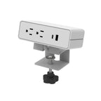Humanscale NeatHub Desktop Power Strip, 2-Outlet, 2-Port White Desk Clamp Power Strip, Smart Power Distribution Desk Power Station, Desk Outlet for Laptops, Tablets, Mobile Devices