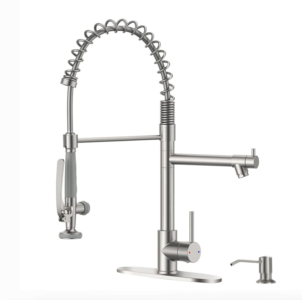 Fapully Black Kitchen Faucet with Pull Down Sprayer,Commercial LED Kitchen Faucet,Single Handle Single Hole Kitchen Sink Faucets