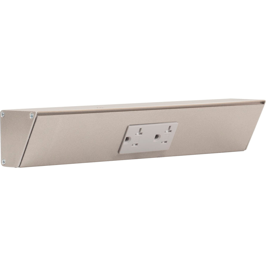 Task Lighting TR Series Angle Power Strip, 18 inch, 2 Dual Receptacles, Satin Nickel