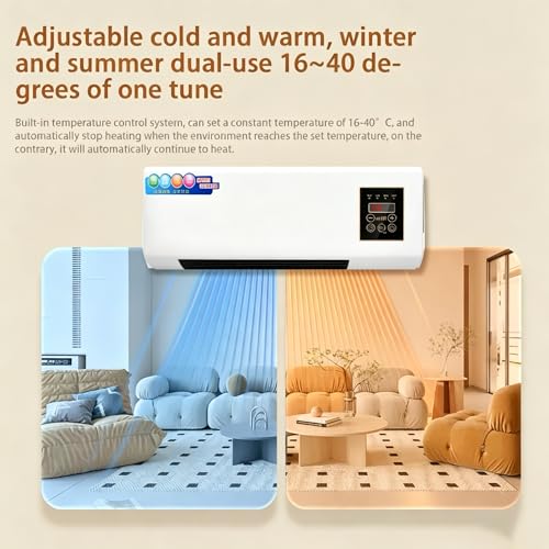 2-in-1 Wall Mount Air Cooler & Heater Fan, Energy Efficient Quiet Breeze Device for Home, Office & Bedroom, Easy Installation, Ideal for Year-Round Comfort