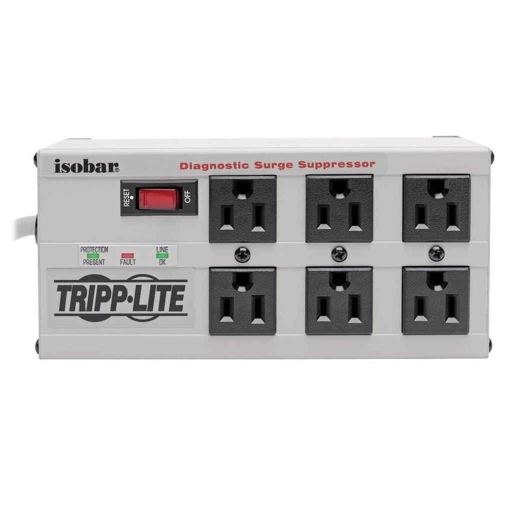 Tripp Lite Isobar 6 Outlet Surge Protector Power Strip, 6ft Cord Right Angle Plug, LIFETIME WARRANTY & $50K INSURANCE (ISOBAR6)