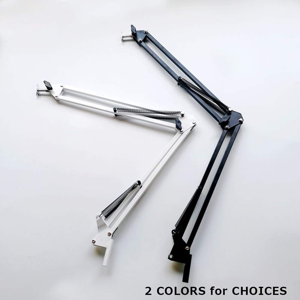 Light Stand Floor Lamp Accessories and Parts Replacement Adjustable Floor Tablet Stand Holder with Mechanical Long Arm Cell Phone Holder for iPad mini DIY,White