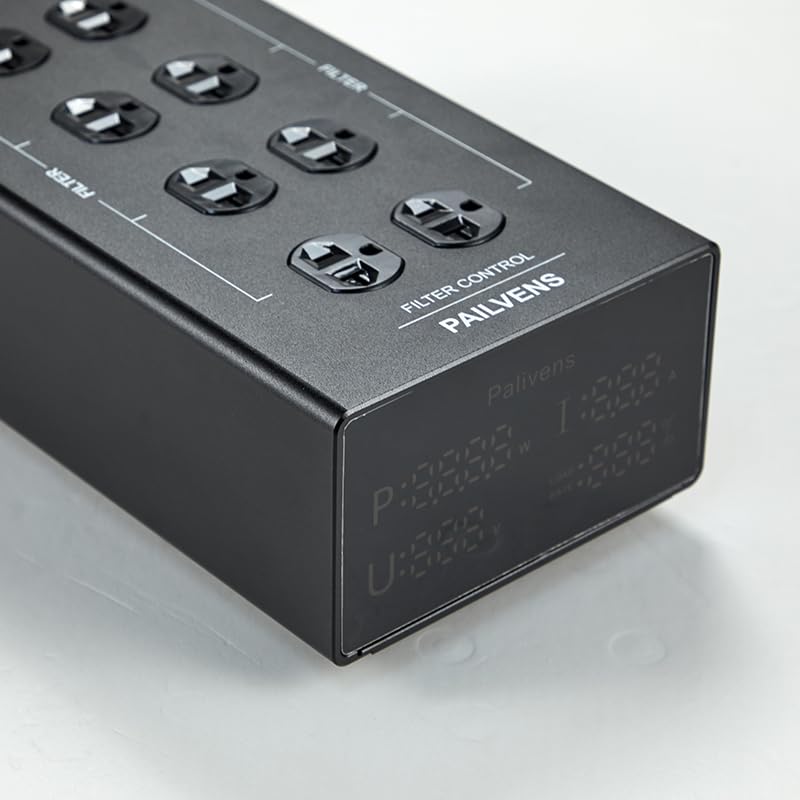 AC Power Filter 8 Ways HiFi Power Conditioner with LED Display, G20 Black