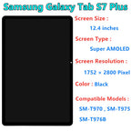 12.4" Original for Samsung Galaxy Tab S7 Plus Screen Replacement Galaxy Tab S7+ SM-T970 SM-T975 SM-T976B Display Touch Screen Digitizer Assembly with Repair Tool